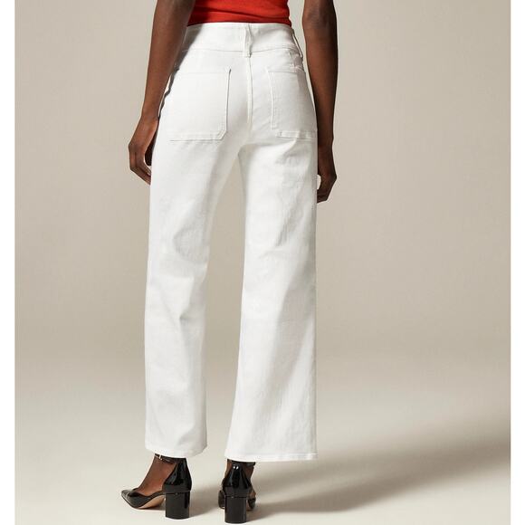 J.Crew Slim Wide Leg Jeans WMNS 27 Tall White Denim Stacked Buttons Semi Stretch - Picture 2 of 8